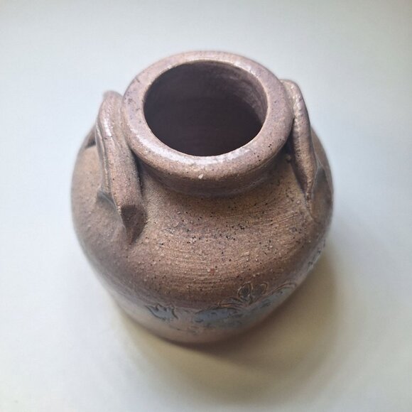 Pottery Heart Vintage Small Heart Knick Knack Brown Blue Floral Country Cottage - Picture 4 of 8